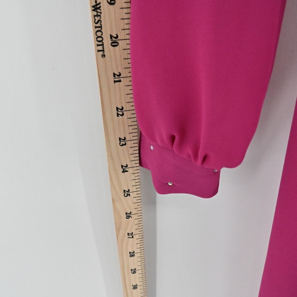 Vintage‎ 70s 80s Blouson Evening Midi Dress Sz 10 Pink Beaded Sequin Puff Sleeve - Picture 7 of 13
